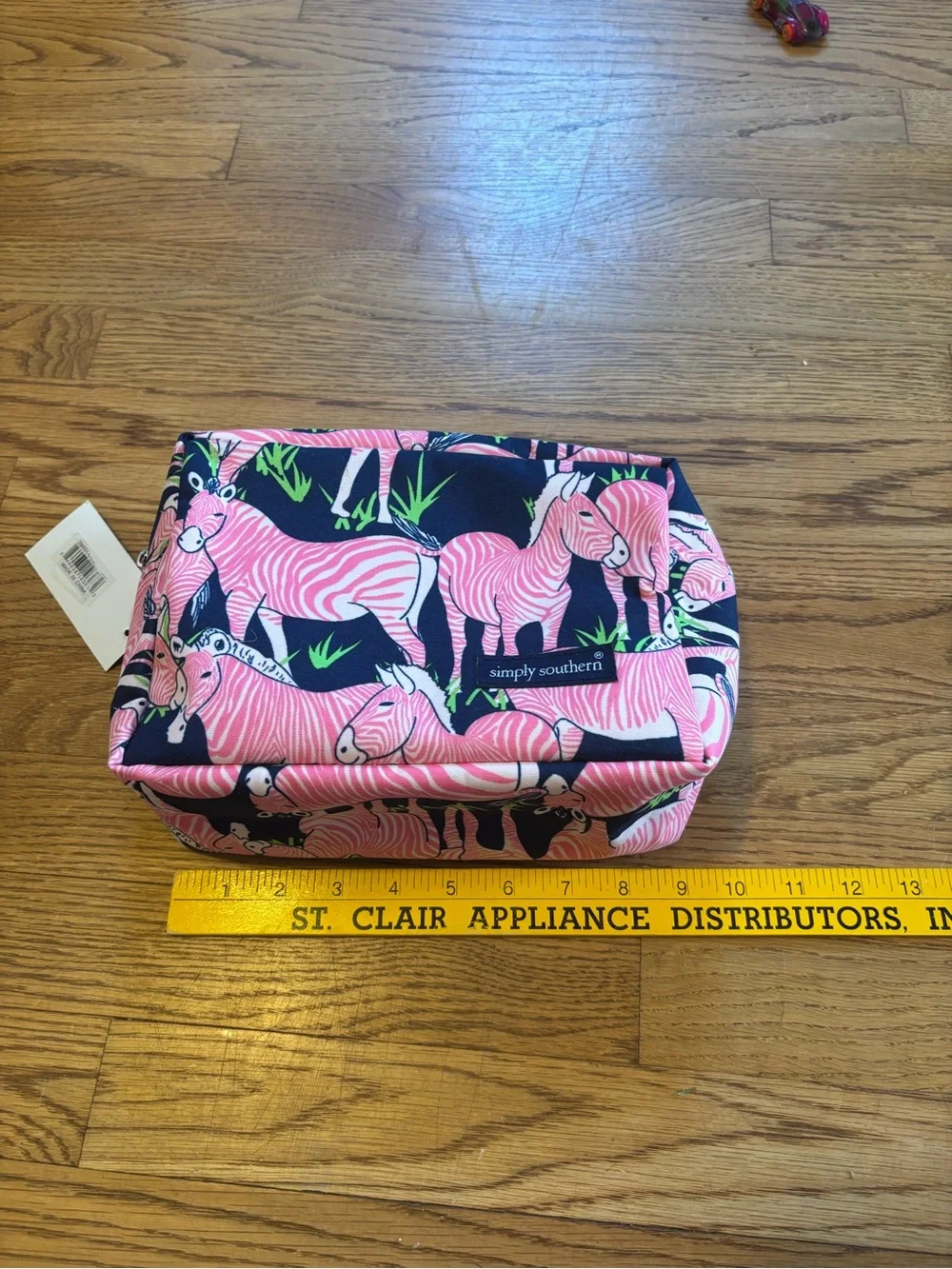 NWT Simply Southern Zippered Cosmetics Make Up Toiletries Bag Zebra Print
